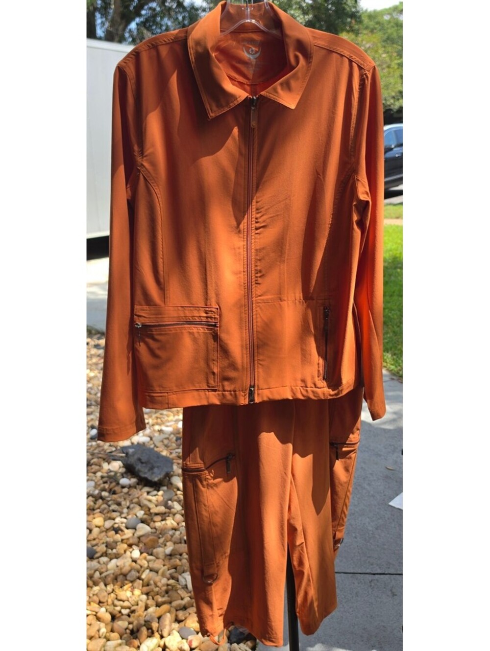 NWT Chico's Zenergy Burnt Orange Utility Cargo Pants Jacket Set Y2K 0 1